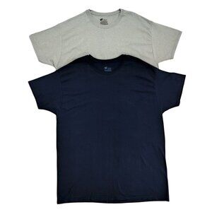 Hanes Comfortsoft Mens Classic Crewneck T-Shirts 2-Pack Gray & Navy XL.